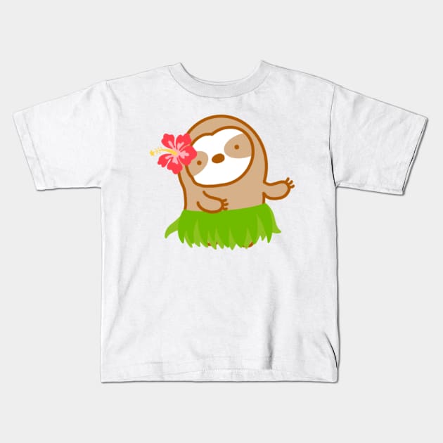 Cute Hawaiian Sloth Kids T-Shirt by theslothinme